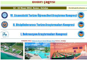 Disiplinlerarası Turizm Araştırmaları Kongresi /  24-27 kasım 2016 / Antalya